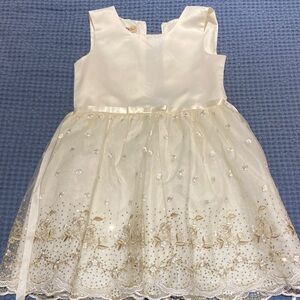 Elegant Cream and Gold Kids Formal Dress